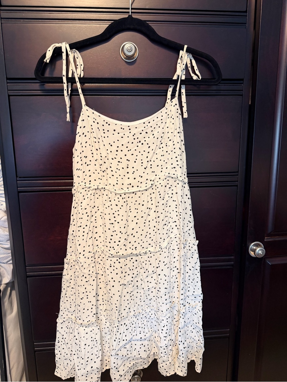 Altar'd State White Dress with Black Dot Accents